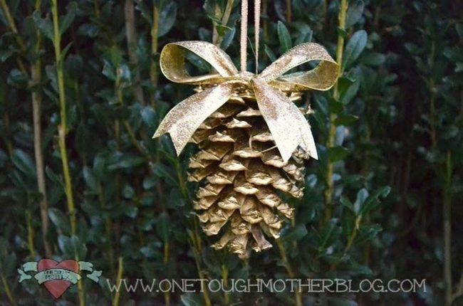 Glittering Gold Pinecone Ornaments