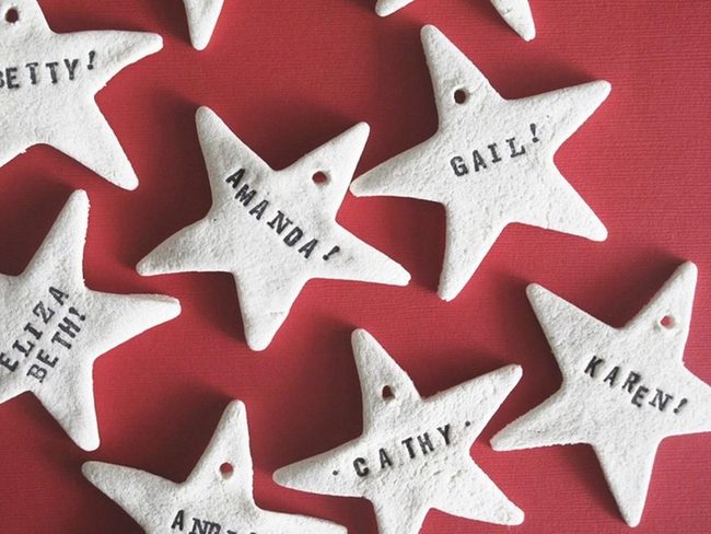 White Ceramic Stars Red Background