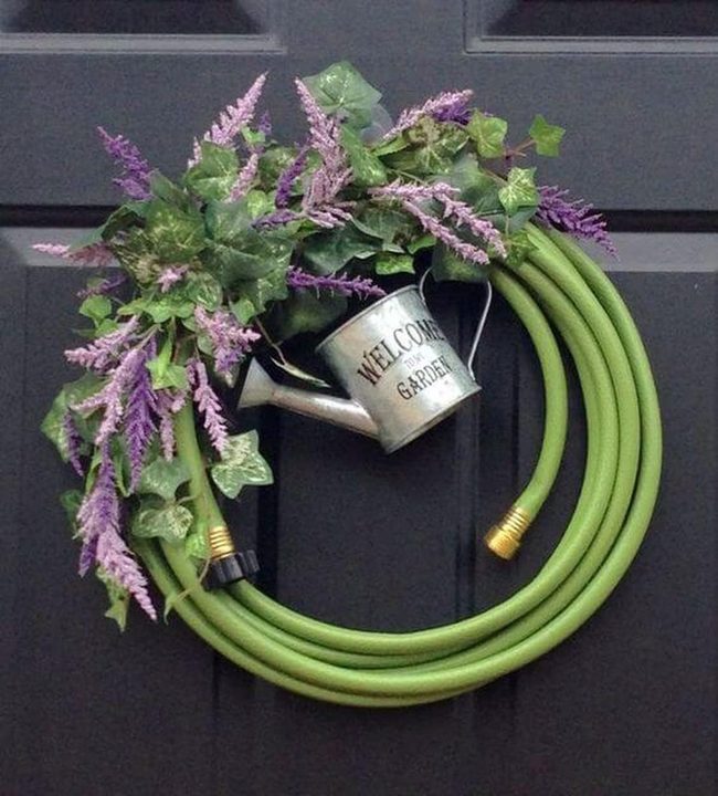 Purple Flowers Garden Wreath Welcome