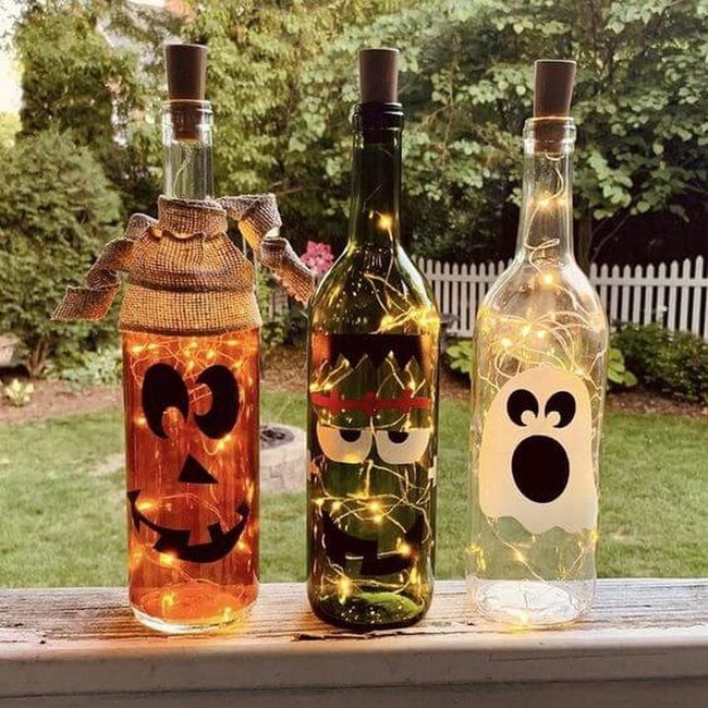 Glowing Pumpkin Ghost Bottles