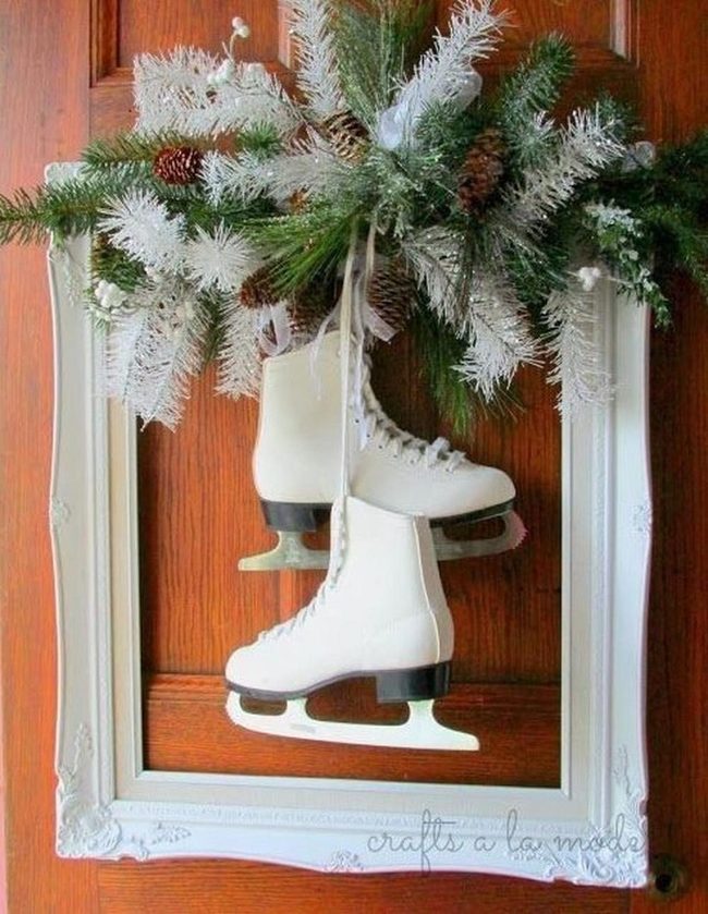 White Ice Skates Winter Door