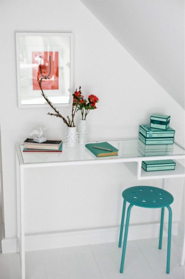 Glass Desktop Workspace With Teal Accents