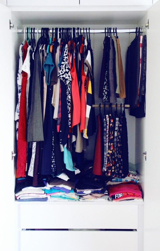 Black Hangers Frame Colorful Wardrobe