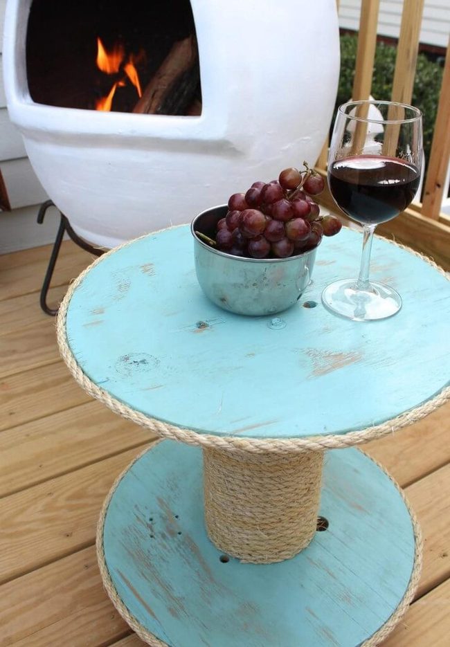 Weathered Wood Spool Table