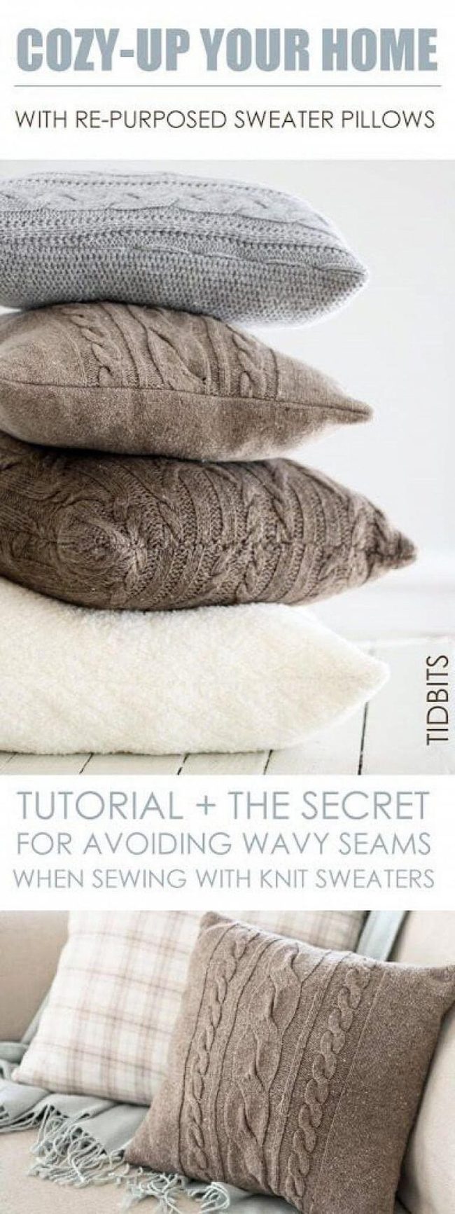Recycled Knit Pillows From Old Sweaters