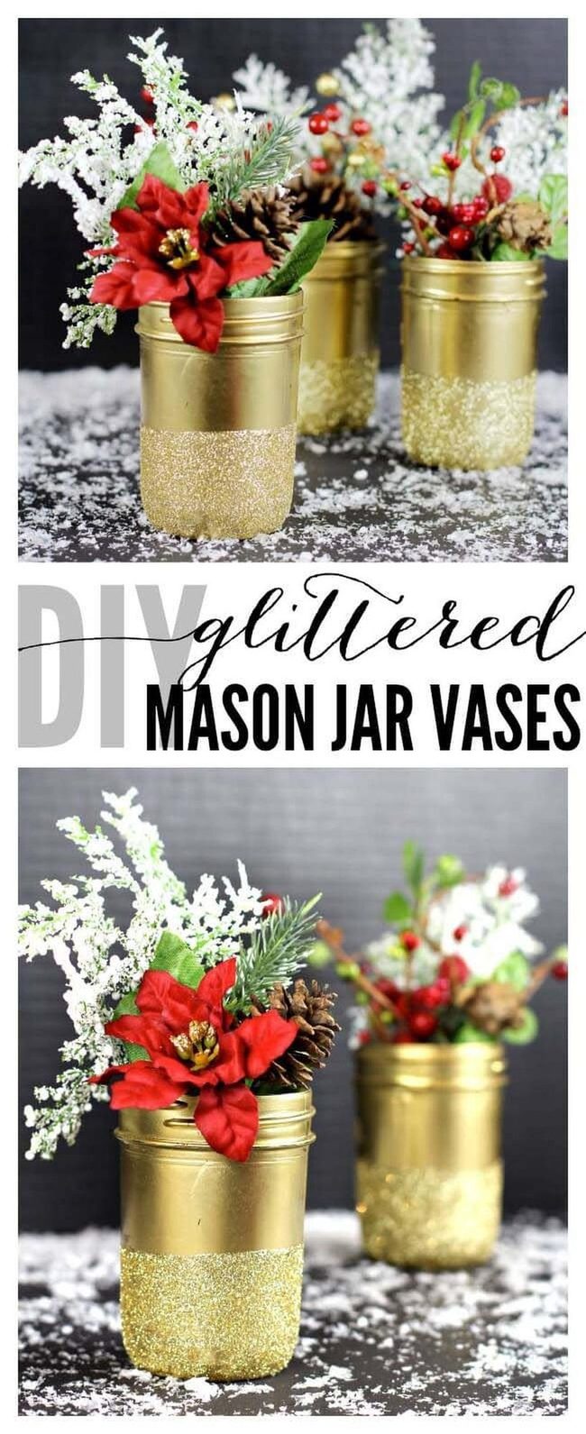 Golden Glitter Vases Sparkle