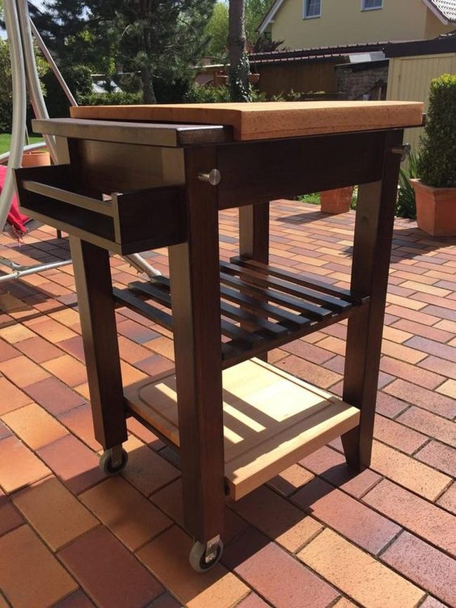 Dark Wood Kitchen Cart With Light Top