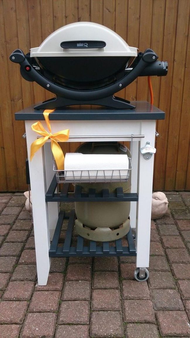Black And White Grill Station With Orange Accents