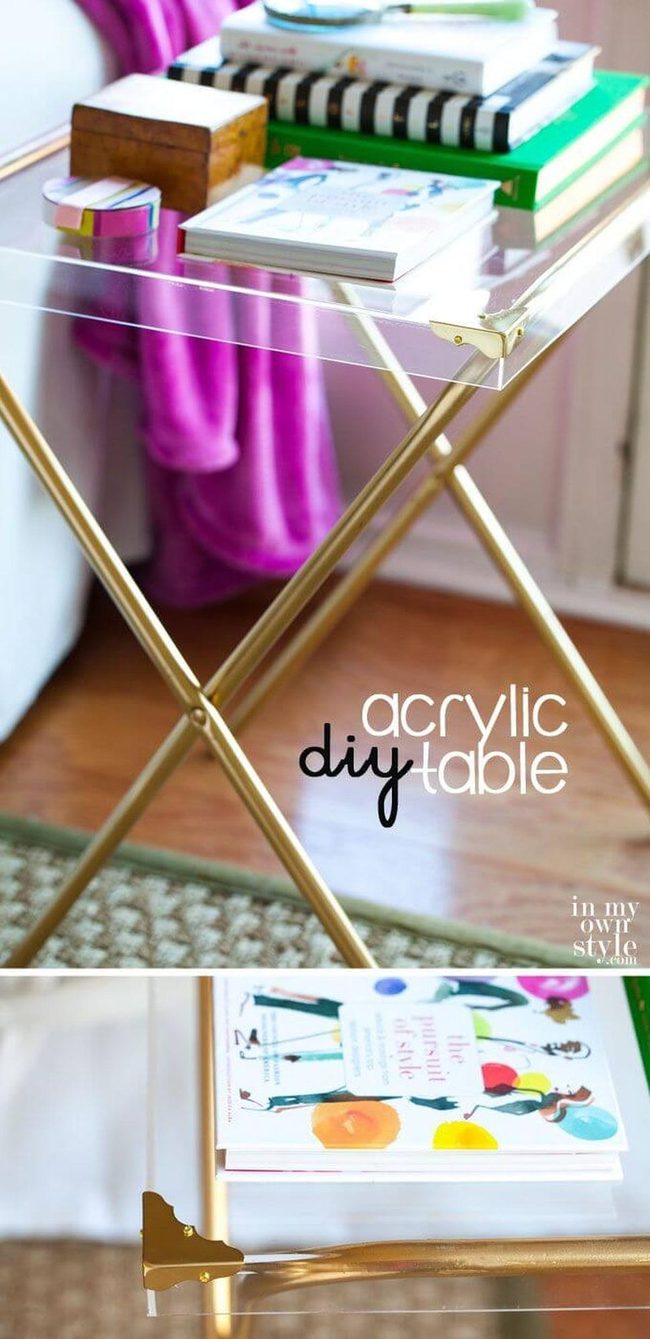 Clear Acrylic Folding Side Table