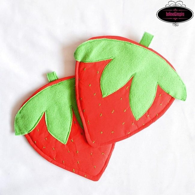 Bright Red Strawberry Pot Holders