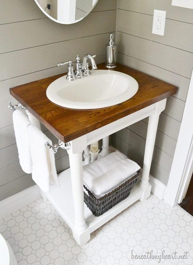 Wood And White Bathroom Foundation