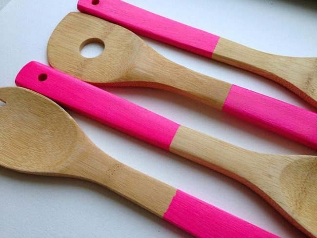 Pink Handle Wood Spoons Pop