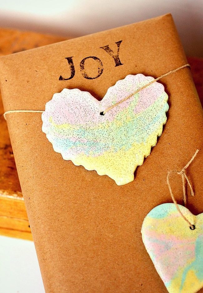 Brown Paper Hearts With Bold Joy