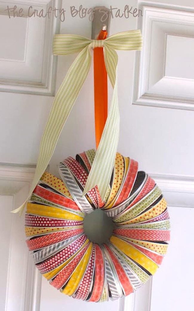 Metal Lid Fall Wreath Rainbow