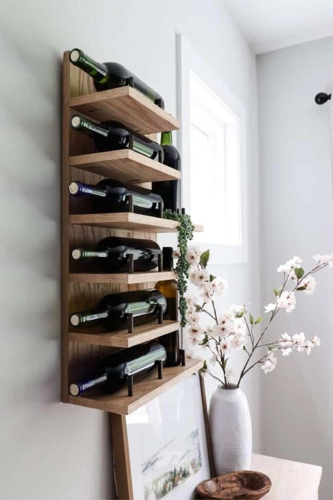 Handmade Wood Wine Display Shelves