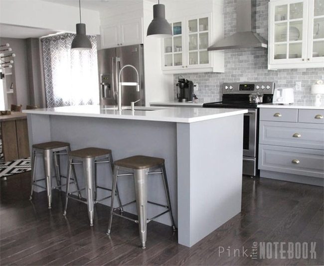 White Cabinets Meet Industrial Island