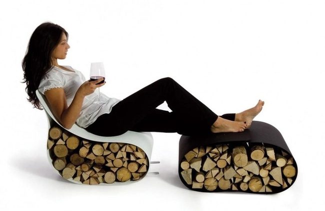 Stacked Wood Black White Chair