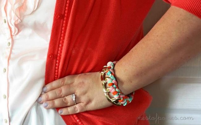 Red Sweater Golden Wrist Details