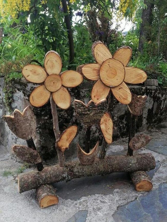 Natural Wood Flower Garden Statement