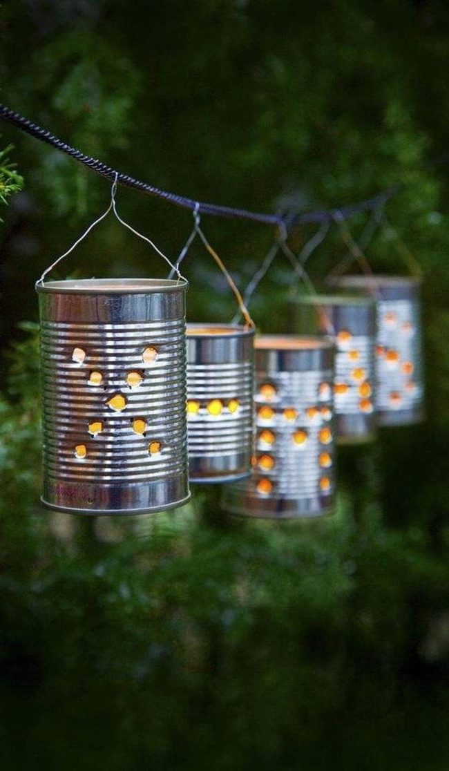 Painted Metal Cans Candlelight
