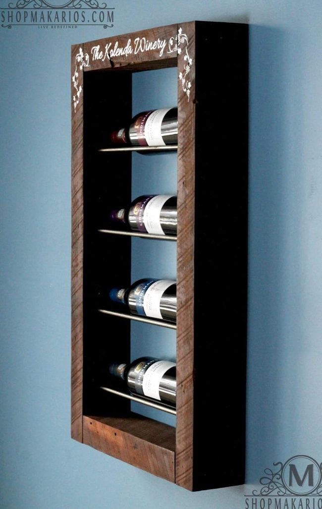 Natural Wood Four Bottle Display