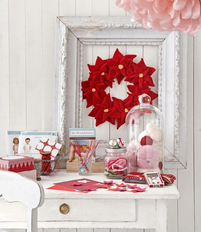 Red Felt Wreaths On White
