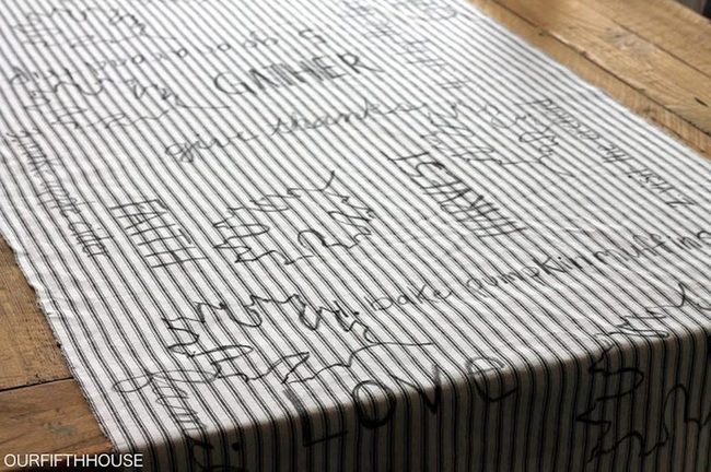 Black Line Doodles On Stripes