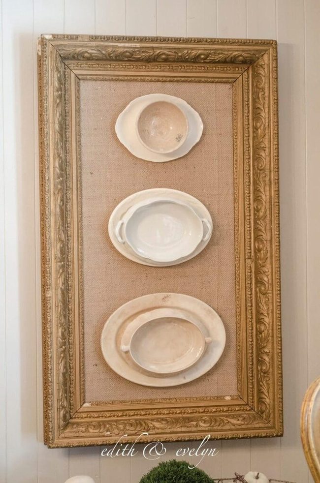 Vintage Burlap Framed Platters