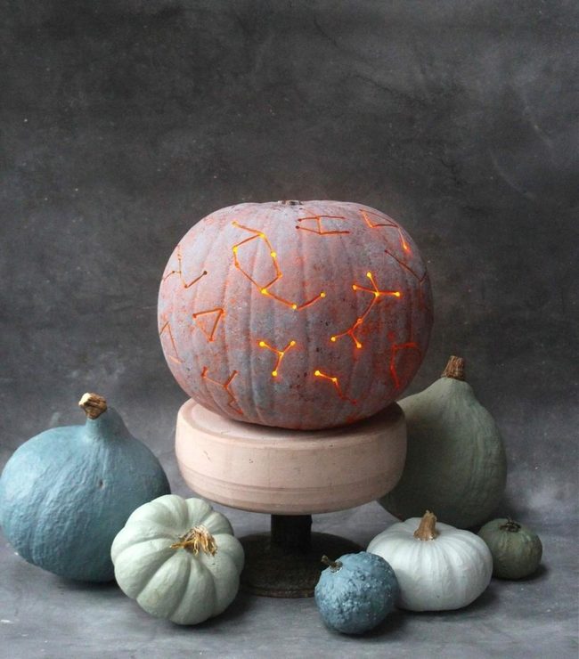 Starlit Pumpkins In Pale Blue