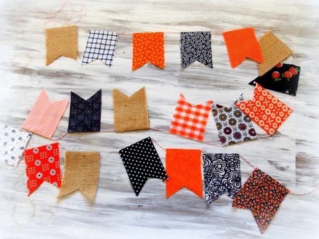 Orange Check Fabric Flags