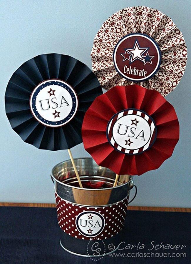 Red, White, Blue Paper Medallions