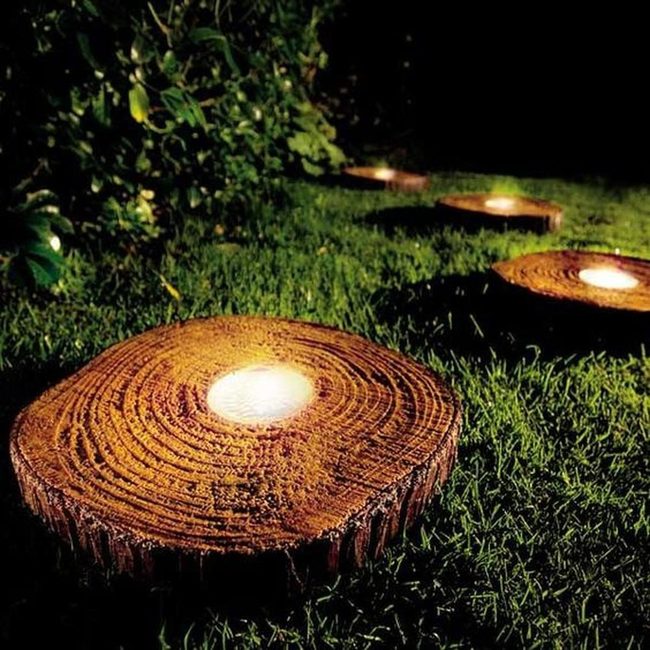 Natural Wood Slice Pathway Lights