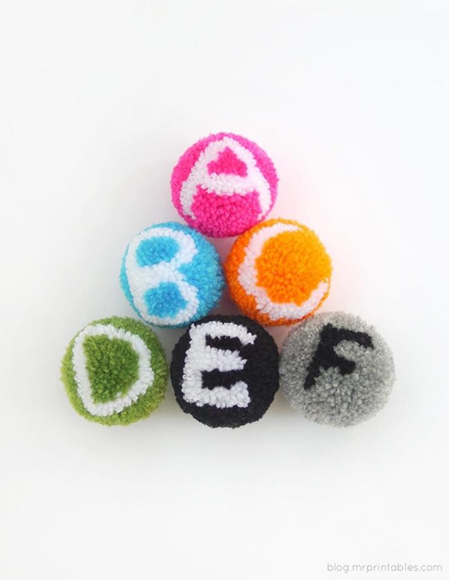 Fluffy Pom-Pom Letter Spheres