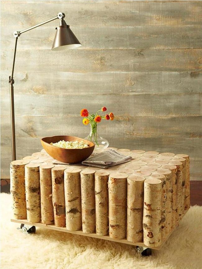 Bamboo Table With Rolling Wheels
