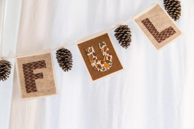 Woodland Fabric Banner With Pinecones