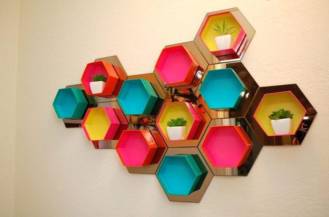 Geometric Hexagons With Gold Shimmer