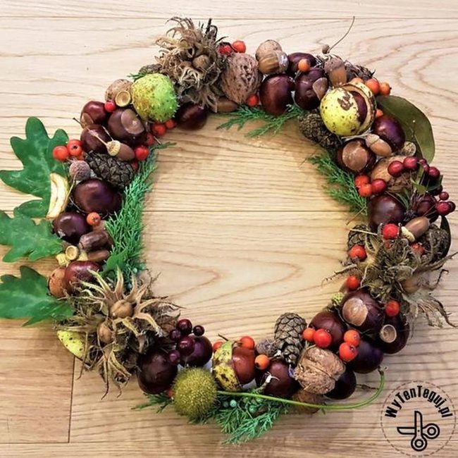 Acorns And Crimson Berries Wreath