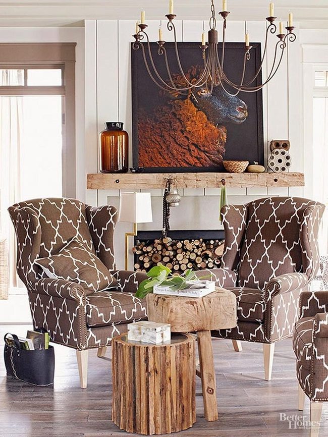 Earth Tone Animal Art Fireplace