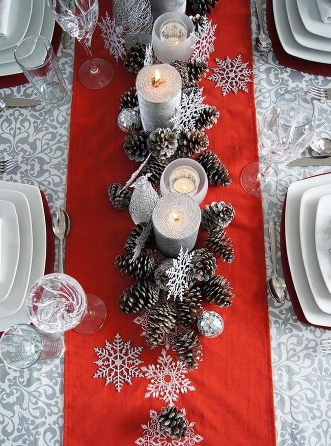 Frosted Silver And Crimson Table