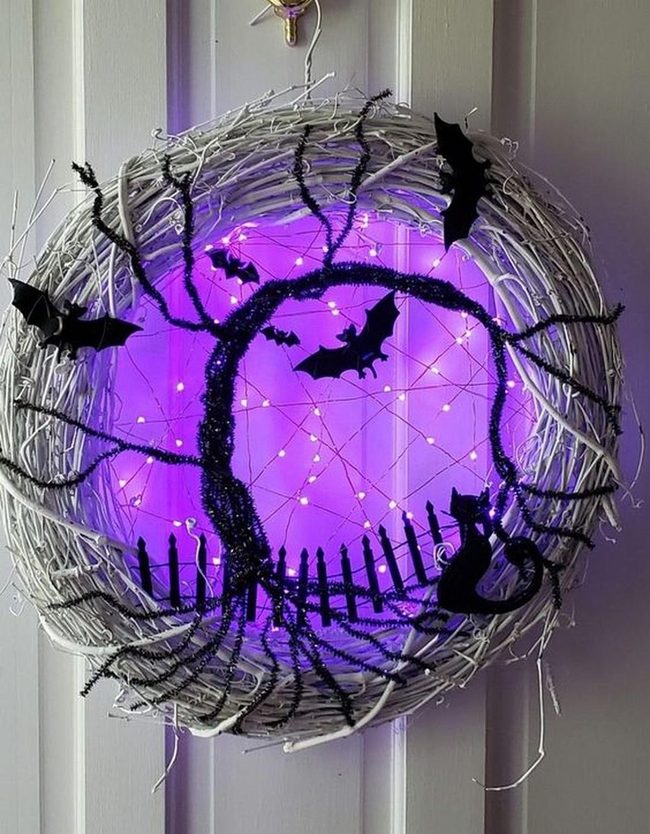 Black Tree Bats Purple Glow