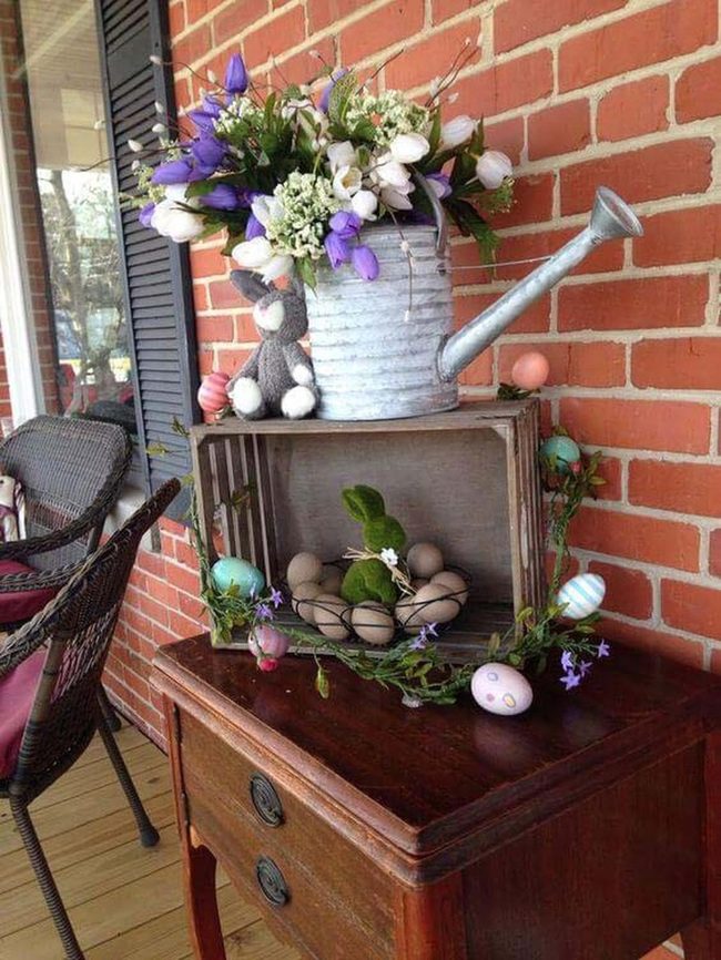 Watering Can Egg Planter Display