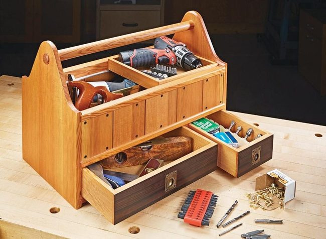 Warm Wood Tool Wall Storage