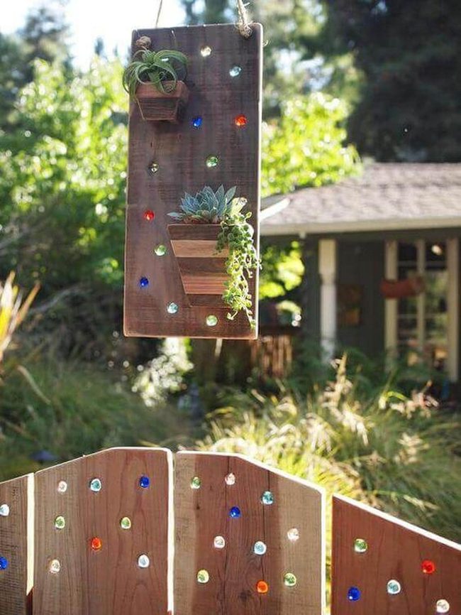 Wooden Panels Glass Stones Garden