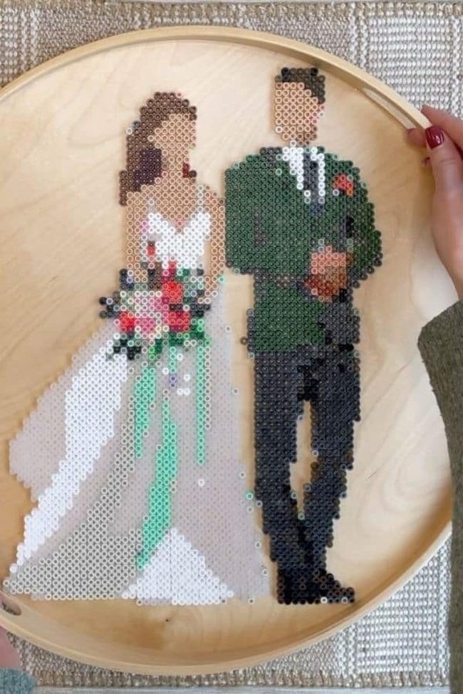 Tiny Beads, Luminous Portraits, Wooden Frames