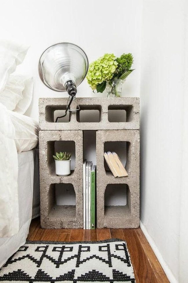 Raw Concrete Block Shelving