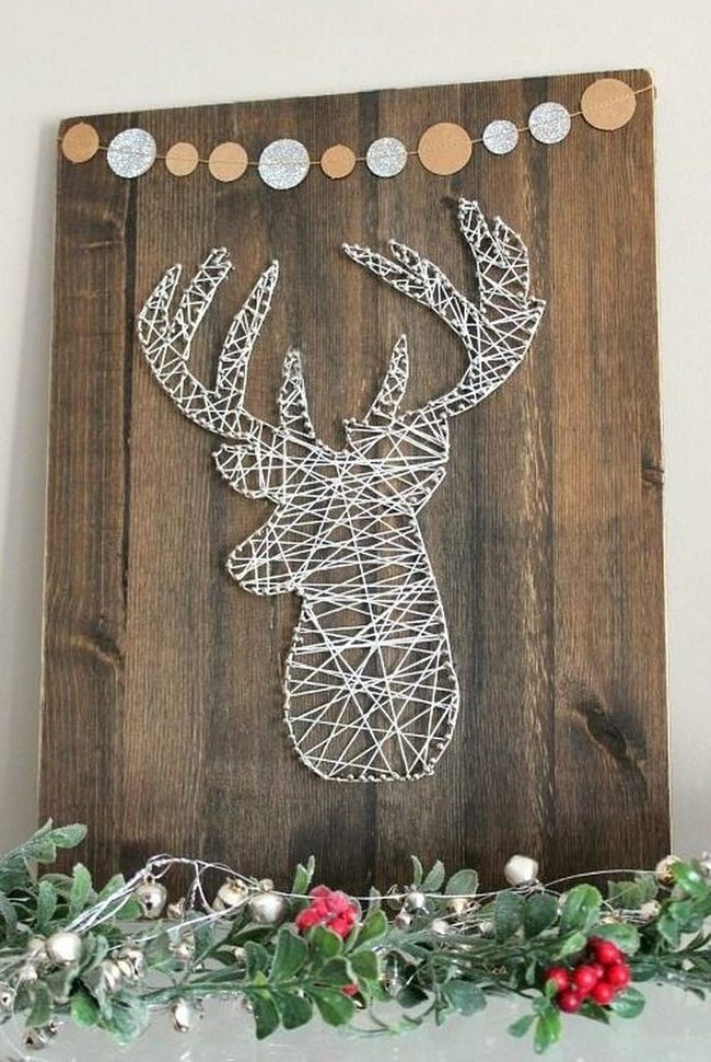 Dark Wood String Deer Art
