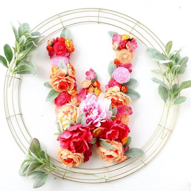 Golden Monogram Floral Wreath