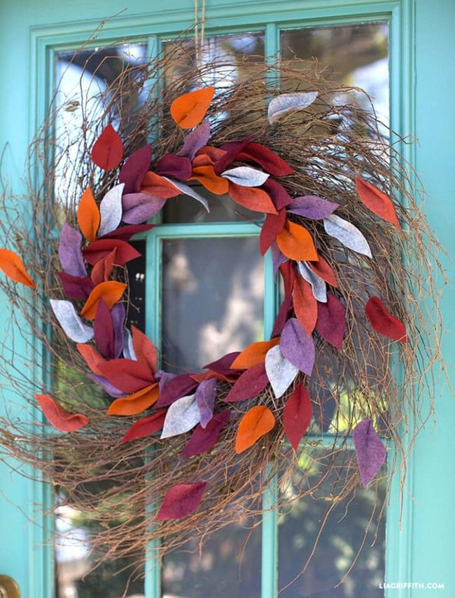Autumn Felt Leaves Wreath