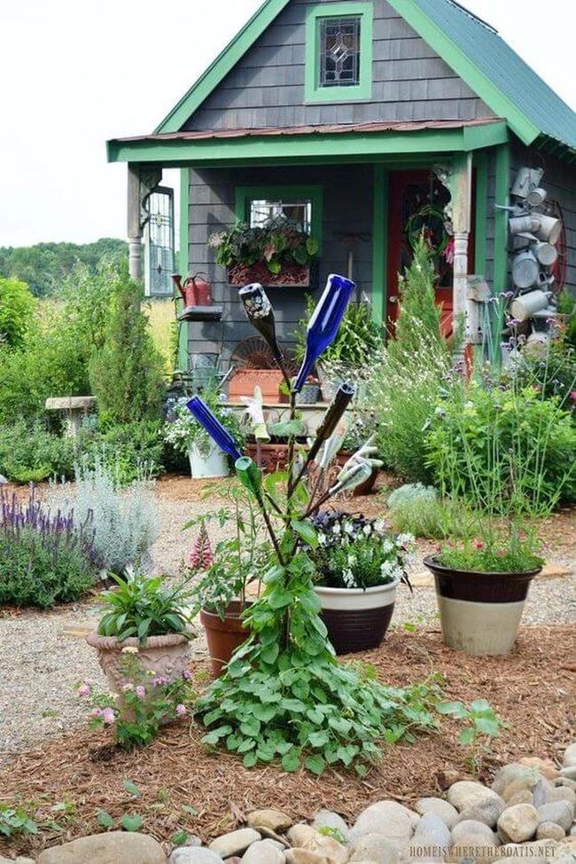 Colorful Glass Bottles Garden