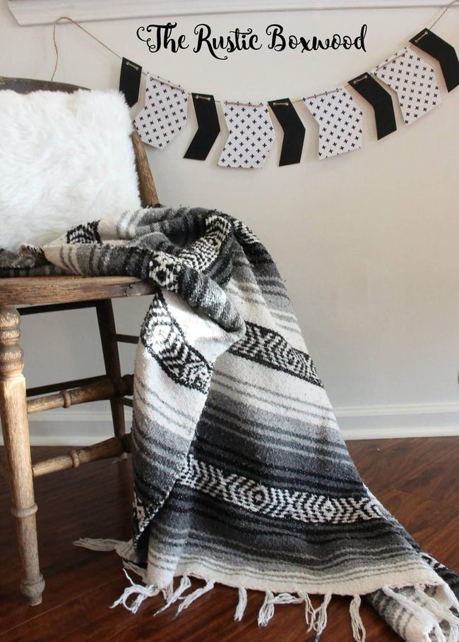 Black White Chevron Striped Garland